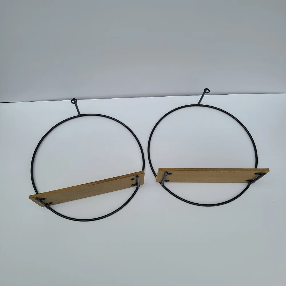 Round Metal & Wood Shelves Lightweight 9.75in